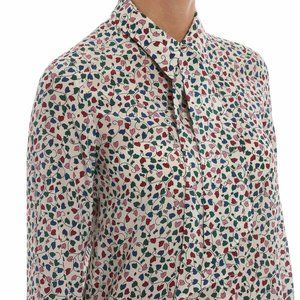 Weekend Max Mara Cream Floral Print Tie-Neck Blouse